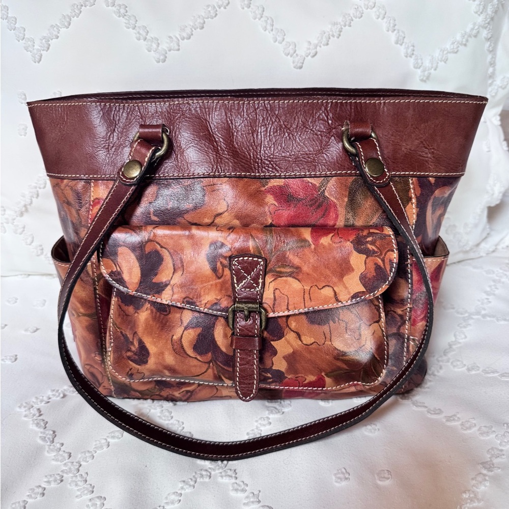 Patricia Nash Multicolor Floral Leather Shoulder Bag
